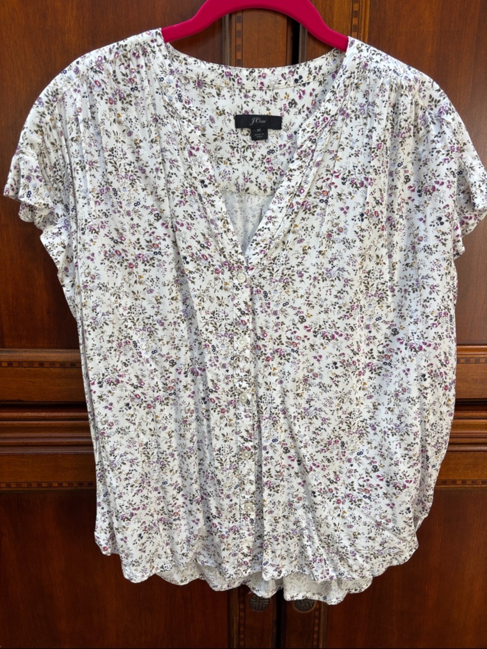 J. Crew floral cap sleeved popover blouse